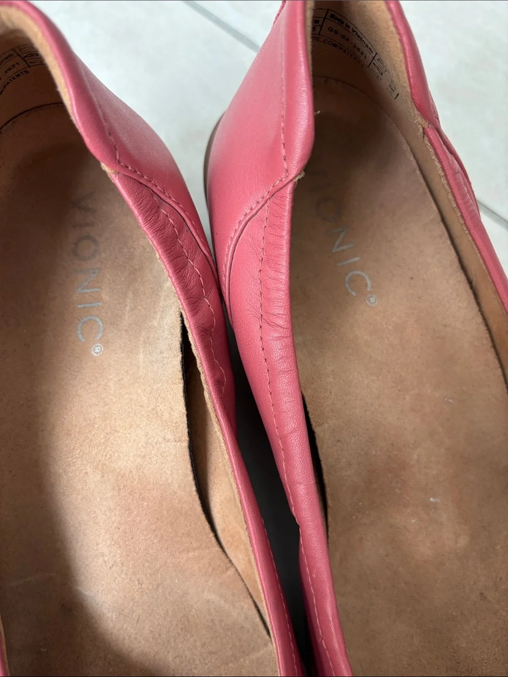 Vionic Jacey Wedge Leather Almond Toe Dusty Cedar Pink 8